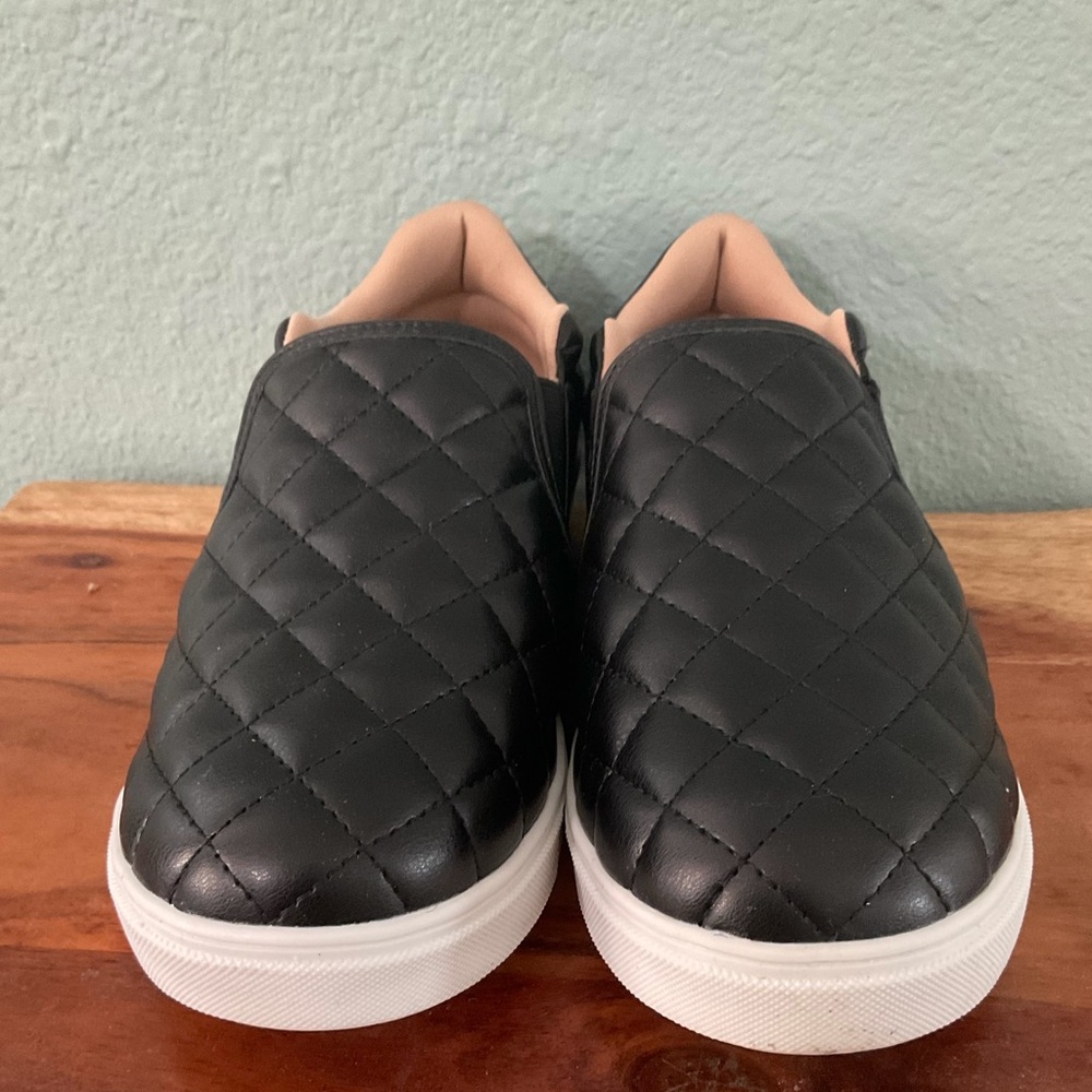 Black Quilted Slip-On Sneakers